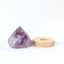 Load image into Gallery viewer, Amethyst crystal lamp on LED wooden base | ASH&amp;STONE Crystal Shop Auckland NZ
