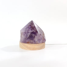 Load image into Gallery viewer, Amethyst crystal lamp on LED wooden base | ASH&amp;STONE Crystal Shop Auckland NZ
