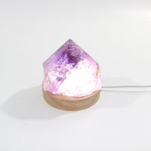 Load image into Gallery viewer, Amethyst crystal lamp on LED wooden base | ASH&amp;STONE Crystal Shop Auckland NZ
