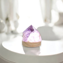 Load image into Gallery viewer, Amethyst crystal lamp on LED wooden base | ASH&amp;STONE Crystal Shop Auckland NZ
