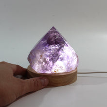 Load image into Gallery viewer, Amethyst crystal lamp on LED wooden base | ASH&amp;STONE Crystal Shop Auckland NZ
