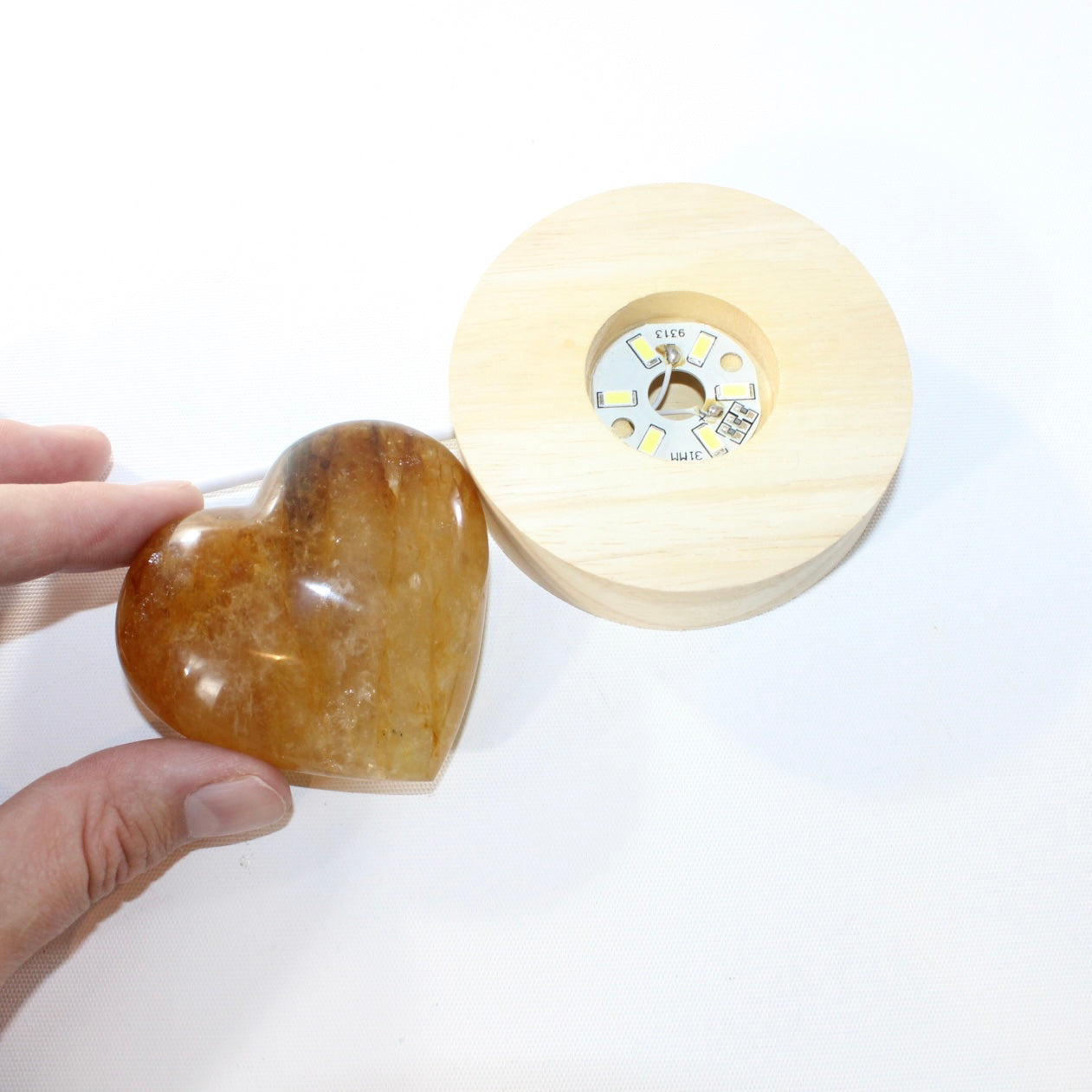 Golden healer crystal heart lamp | ASH&STONE Crystal Shop Auckland NZ