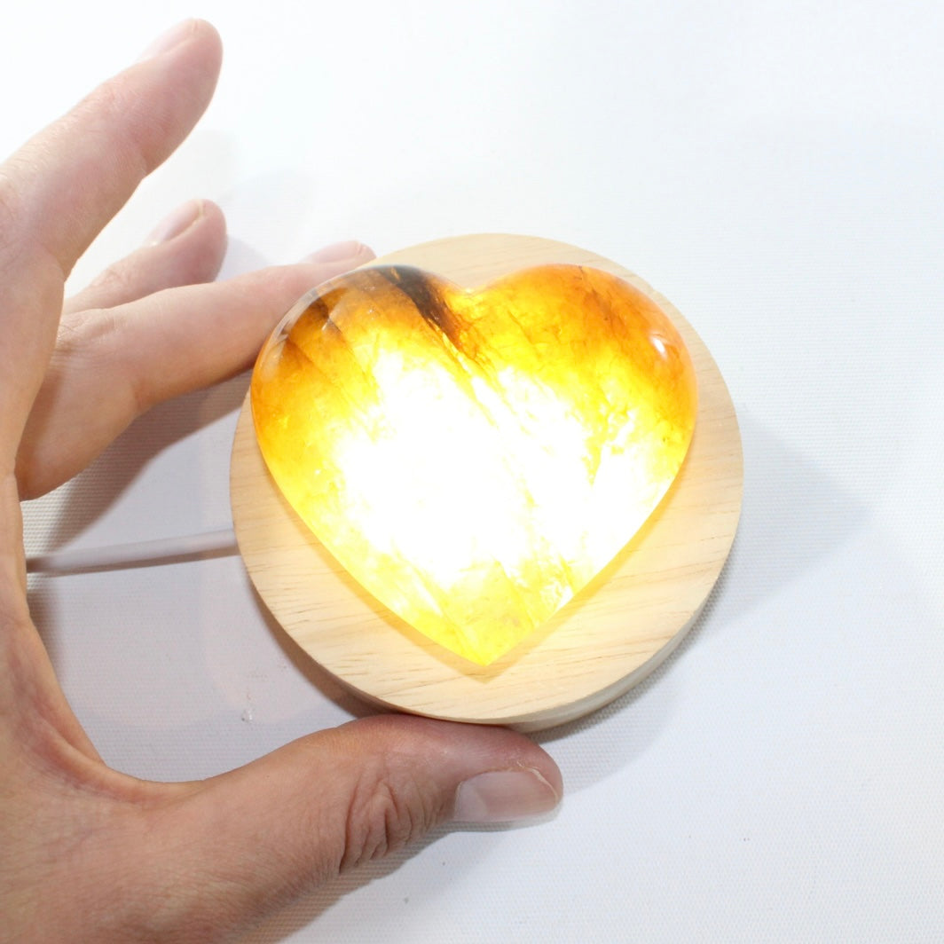 Golden healer crystal heart lamp | ASH&STONE Crystal Shop Auckland NZ