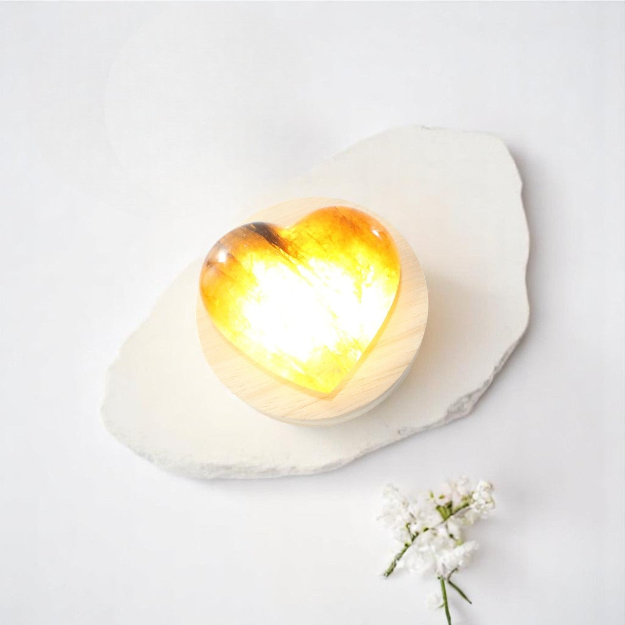 Golden healer crystal heart lamp | ASH&STONE Crystal Shop Auckland NZ