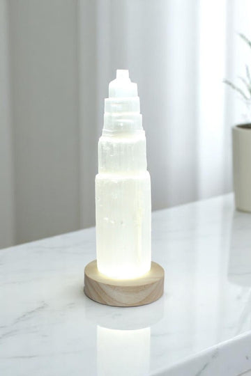 Selenite crystal tower lamp | ASH&STONE Crystal Shop Auckland NZ
