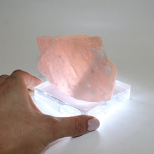 Load image into Gallery viewer, Rose quartz crystal lamp on perspex LED base | ASH&amp;STONE Crystals Shop Auckland NZ
