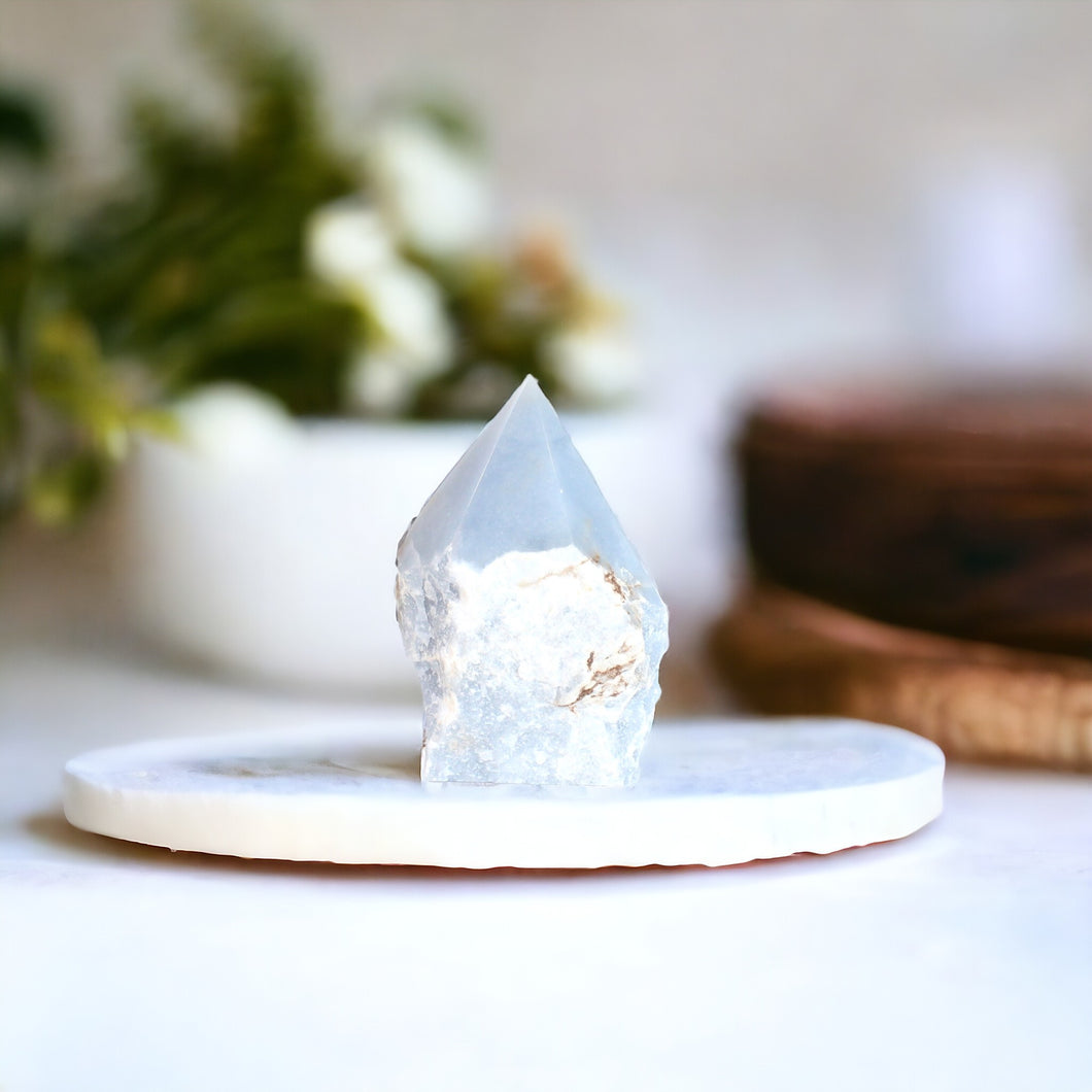 Angelite crystal point | ASH&STONE Crystals Shop Auckland NZ