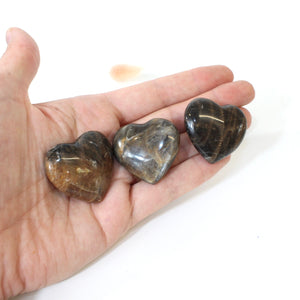 Black moonstone polished crystal heart | ASH&STONE Crystals Shop Auckland NZ