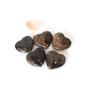 Black moonstone polished crystal heart | ASH&STONE Crystals Shop Auckland NZ