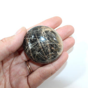 Black moonstone polished crystal palm stone | ASH&STONE Crystals Shop Auckland NZ