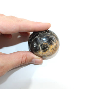 Black moonstone polished crystal palm stone | ASH&STONE Crystals Shop Auckland NZ