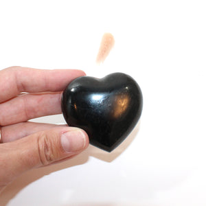 Black tourmaline polished crystal heart  | ASH&STONE Crystals Shop Auckland NZ