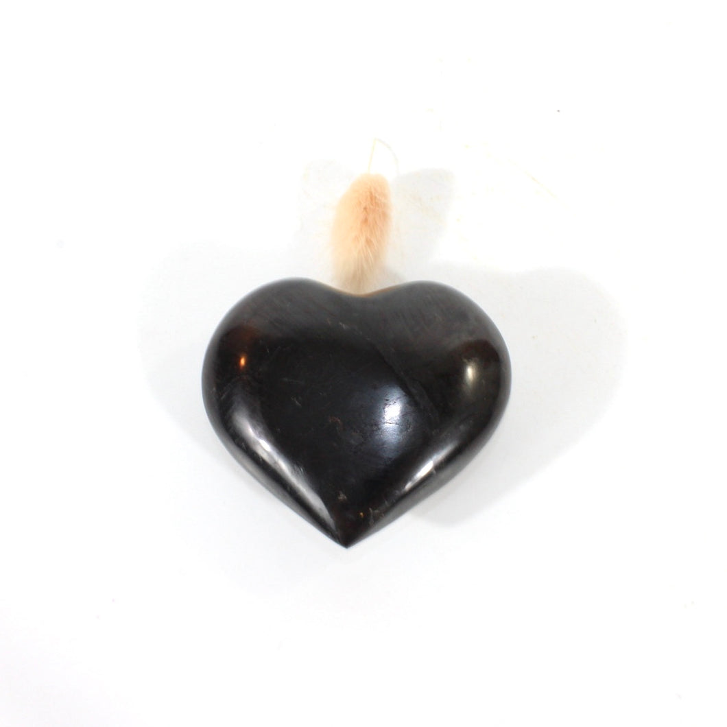 Black tourmaline crystal polished heart | ASH&STONE Crystals Shop Auckland NZ