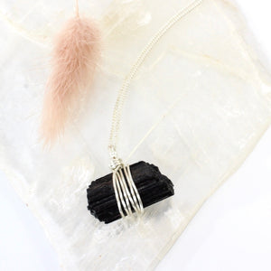 NZ-made bespoke black tourmaline crystal pendant with 20" chain | ASH&STONE Crystal Jewellery Shop Auckland NZ