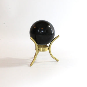 Black tourmaline polished crystal sphere with stand | ASH&STONE Crystals Shop Auckland NZ