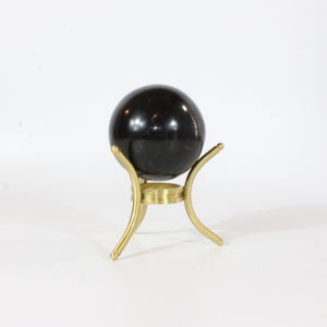 Black tourmaline polished crystal sphere with stand | ASH&STONE Crystals Shop Auckland NZ