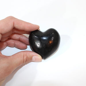 Black tourmaline polished crystal heart  | ASH&STONE Crystals Shop Auckland NZ