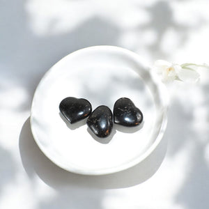 Black tourmaline polished crystal heart | ASH&STONE Crystals Shop Auckland NZ