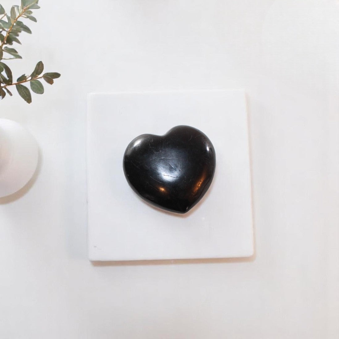 Black tourmaline crystal heart | ASH&STONE Crystal Shop Auckland NZ