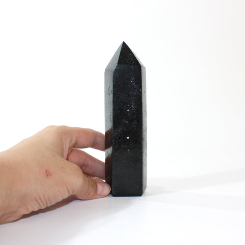 Black tourmaline polished crystal generator  | ASH&STONE Crystals Shop Auckland NZ