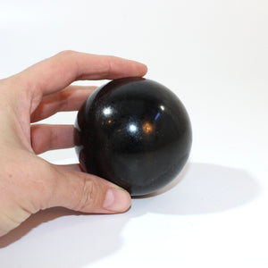 Black tourmaline polished crystal sphere | ASH&STONE Crystals Shop Auckland NZ