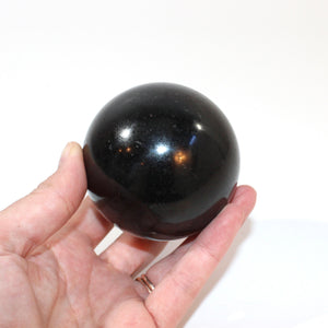 Black tourmaline polished crystal sphere | ASH&STONE Crystals Shop Auckland NZ