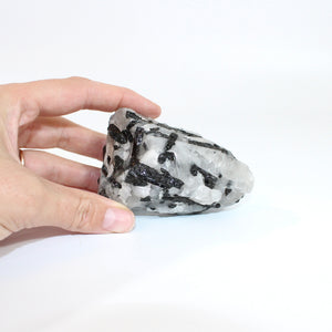 Black tourmaline in quartz crystal chunk | ASH&STONE Crystals Shop Auckland NZ