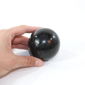 Black tourmaline polished crystal sphere | ASH&STONE Crystal Shop Auckland NZ