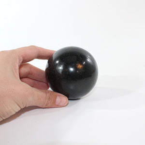 Black tourmaline polished crystal sphere | ASH&STONE Crystal Shop Auckland NZ