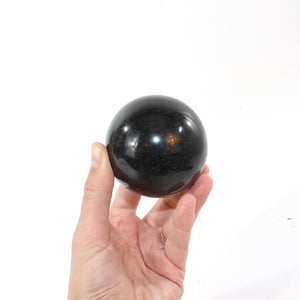 Black tourmaline polished crystal sphere | ASH&STONE Crystal Shop Auckland NZ