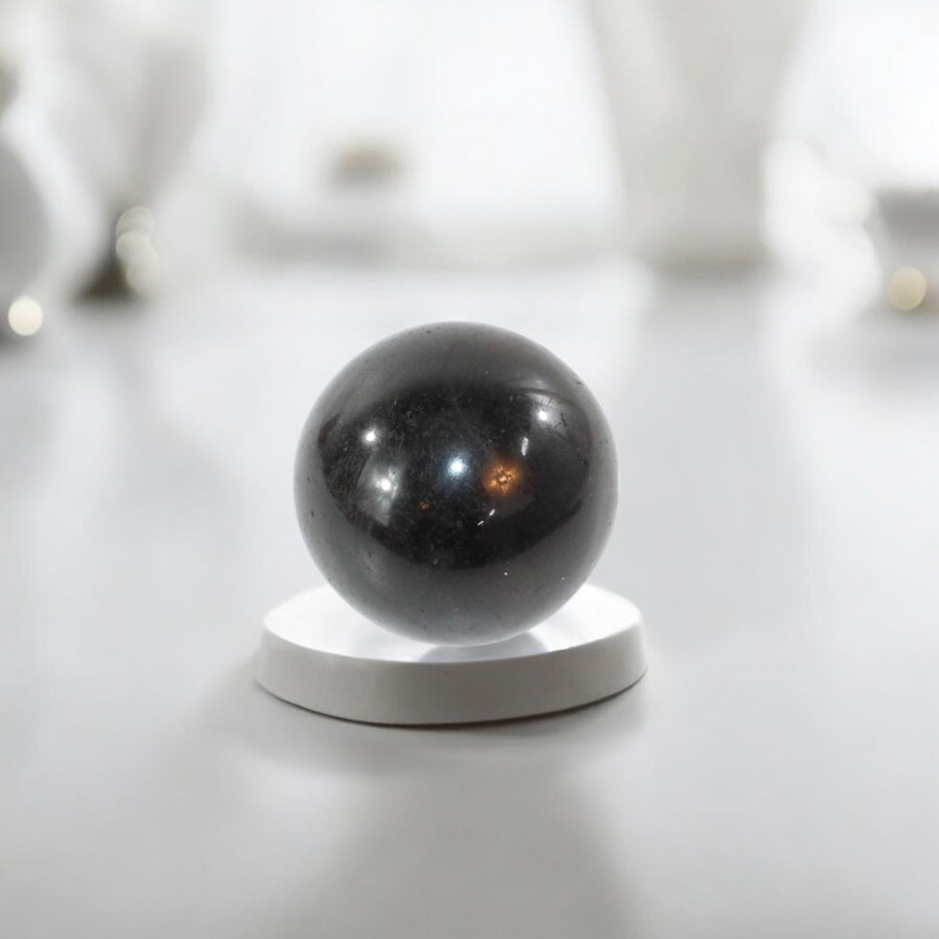 Black tourmaline polished crystal sphere | ASH&STONE Crystal Shop Auckland NZ