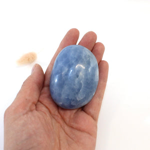 Blue calcite crystal palm stone | ASH&STONE Crystals Shop Auckland NZ