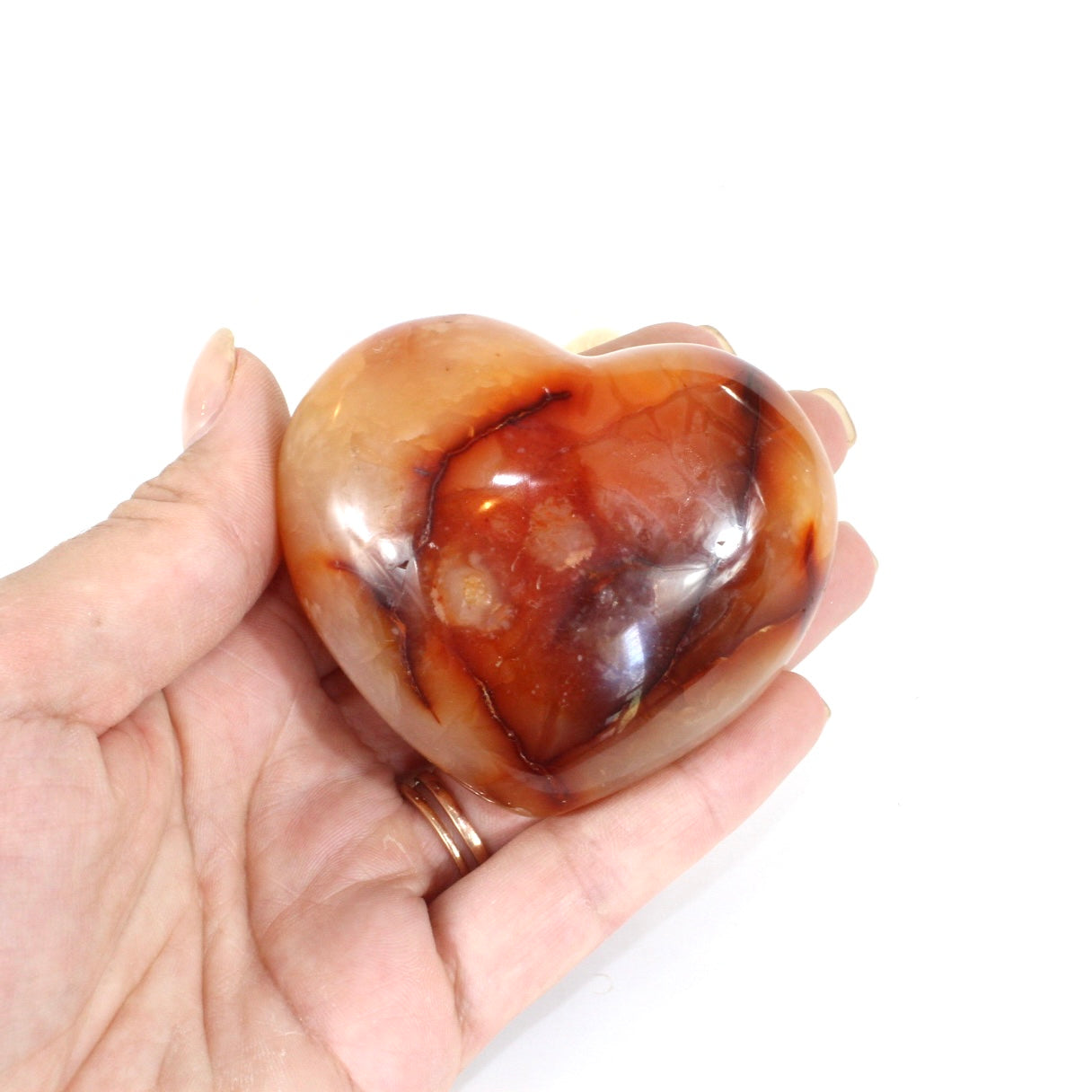 Carnelian polished crystal heart | ASH&STONE Crystals Shop Auckland NZ