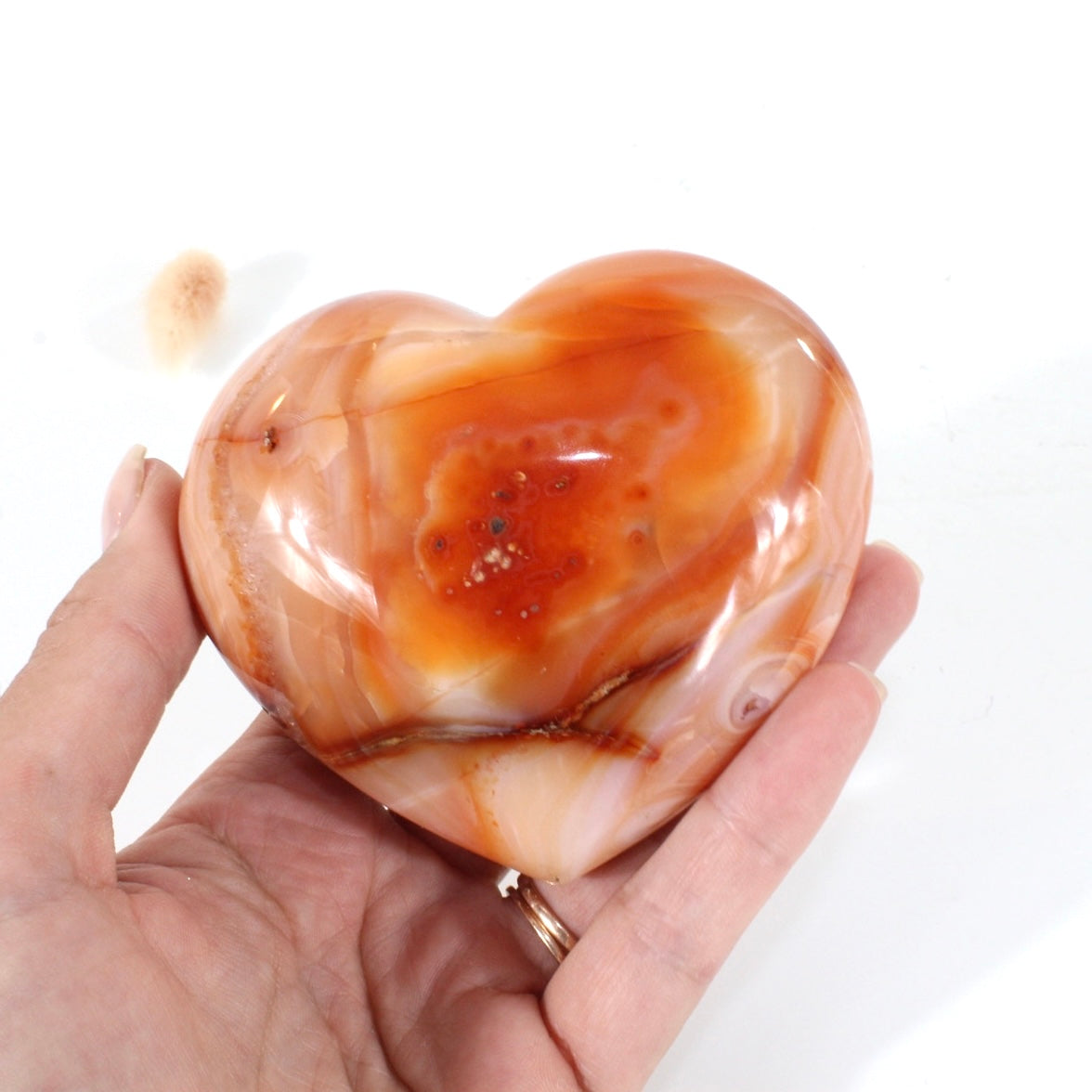 Carnelian polished crystal heart | ASH&STONE Crystals Shop Auckland NZ