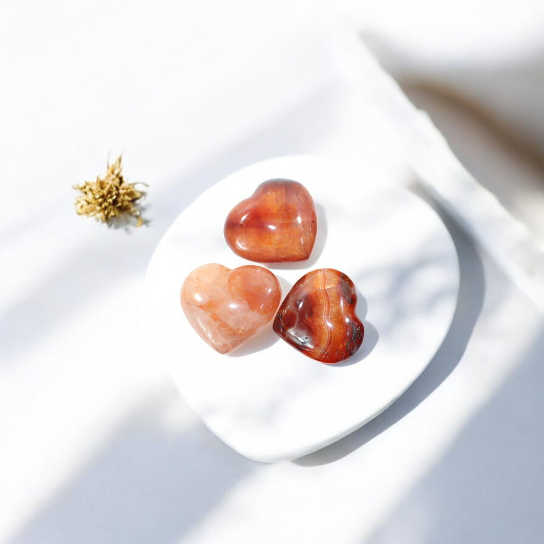 Carnelian polished crystal heart | ASH&STONE Crystal Shop Auckland NZ