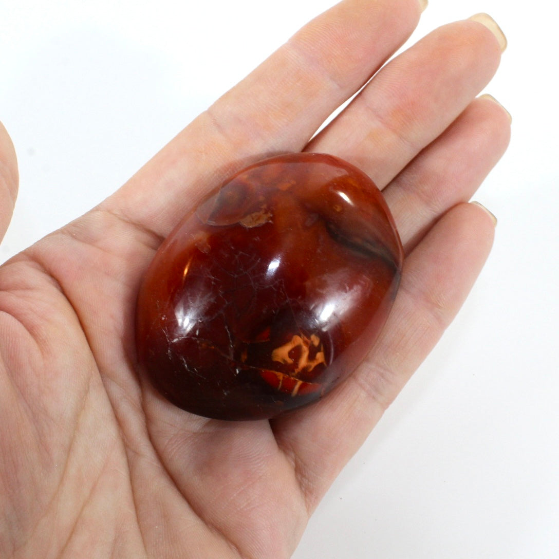 Carnelian polished crystal palm stone | ASH&STONE Crystals Shop Auckland NZ