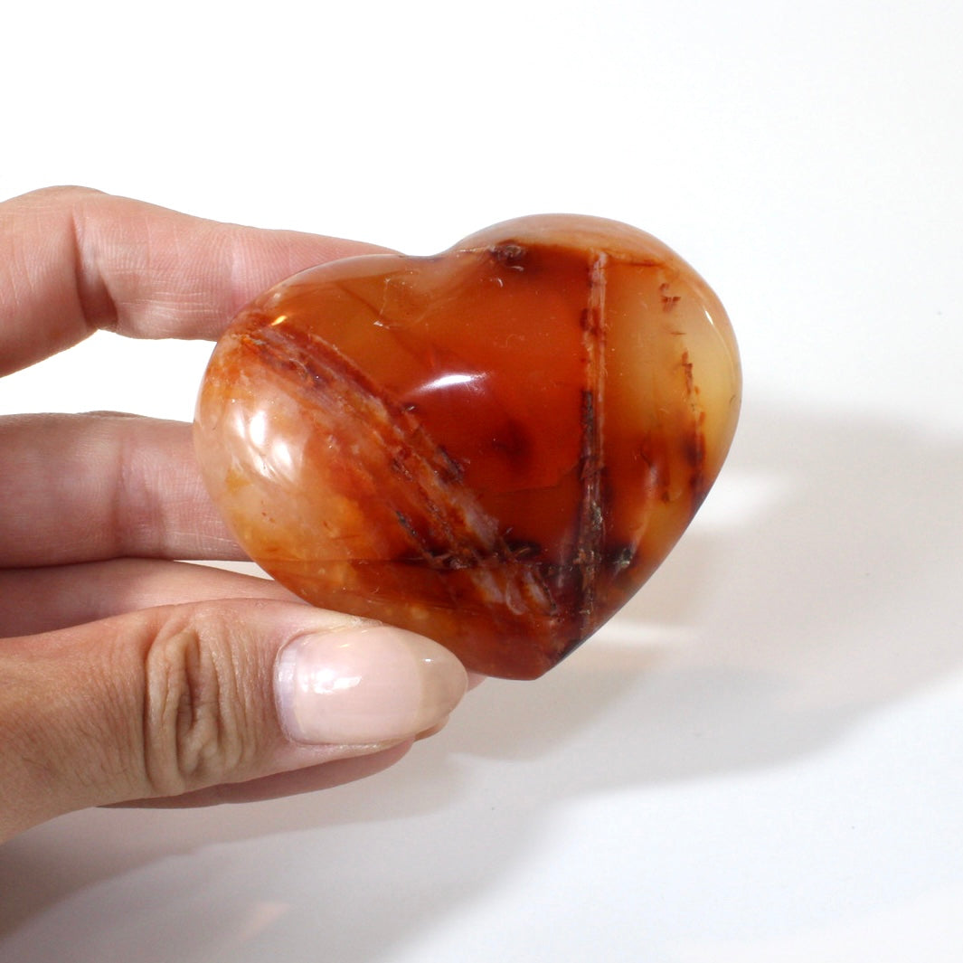 Carnelian polished crystal heart | ASH&STONE Crystals Shop Auckland NZ
