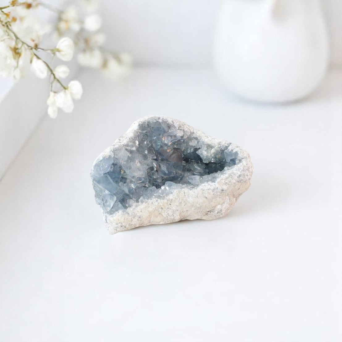 Large celestite crystal cluster 2.12kg | ASH&STONE Crystals Shop Auckland NZ
