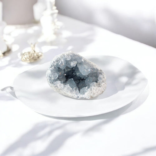 Celestite crystal cluster 1.33kg | ASH&STONE Crystal Shop Auckland NZ