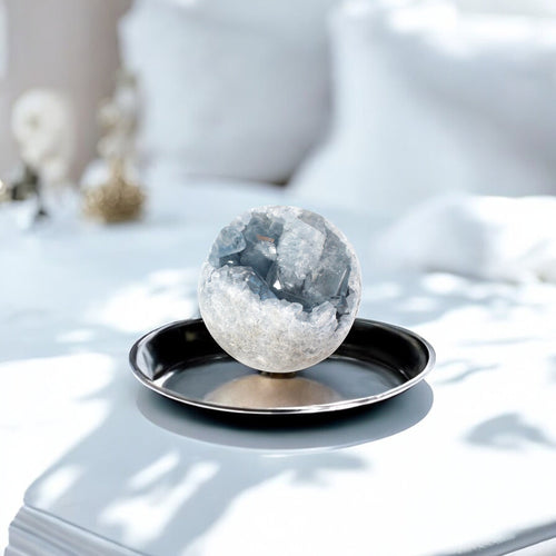 Celestite crystal sphere | ASH&STONE Crystal Shop Auckland NZ