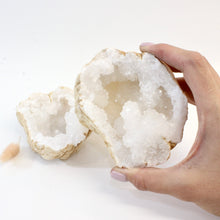Load image into Gallery viewer, Clear quartz crystal geode pair | ASH&amp;STONE Crystals Shop Auckland NZ
