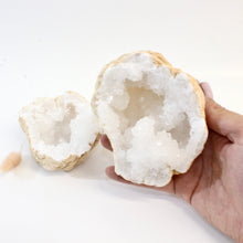 Load image into Gallery viewer, Clear quartz crystal geode pair | ASH&amp;STONE Crystals Shop Auckland NZ
