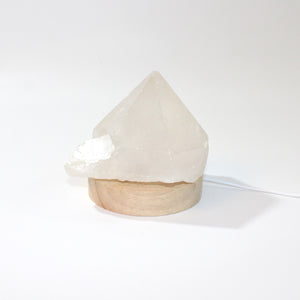 Clear quartz crystal point on LED lamp base | ASH&STONE Crystals Shop Auckland NZ