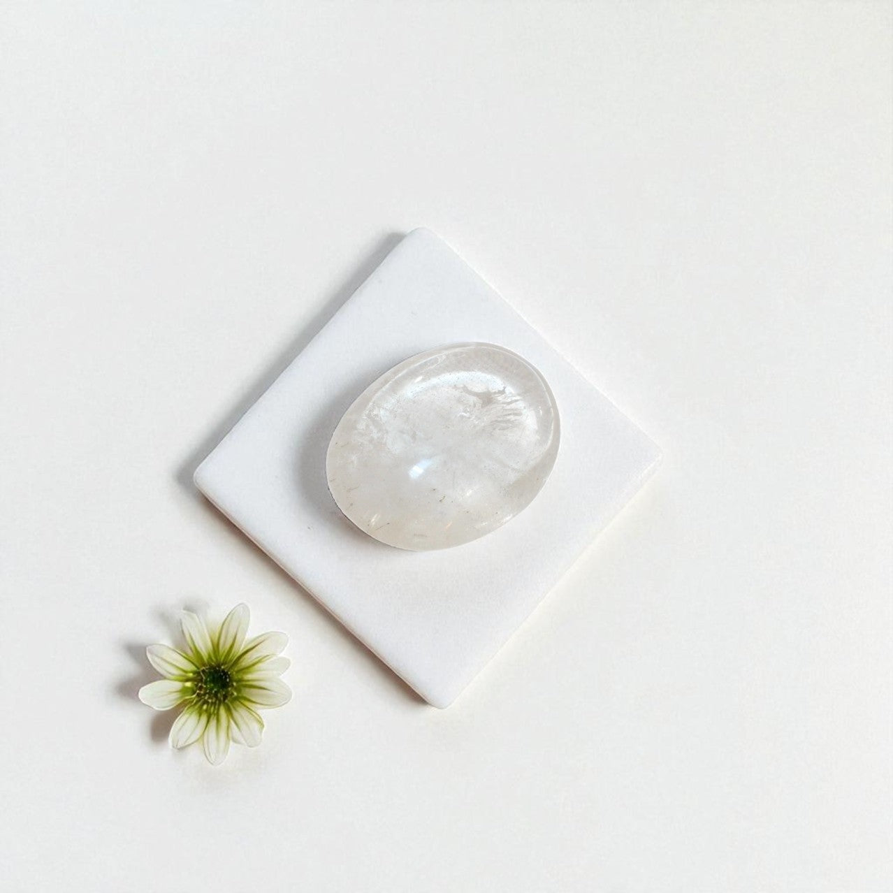 Clear quartz crystal palm stone | ASH&STONE Crystal Shop Auckland NZ