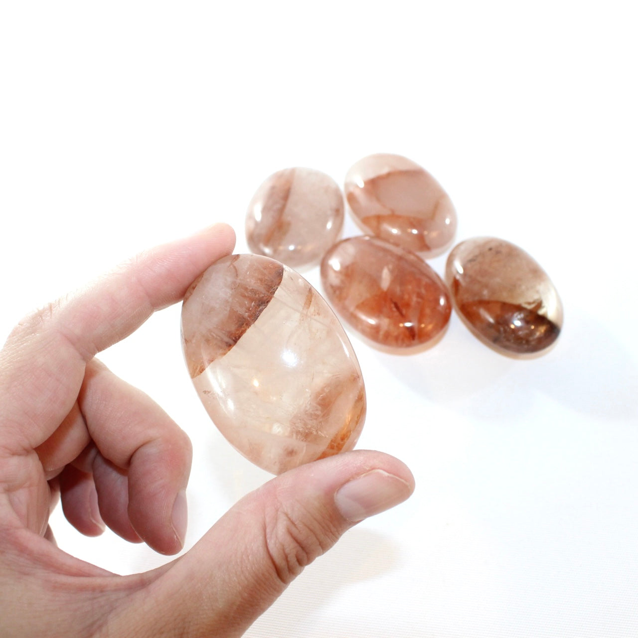 Fire quartz crystal palm stone | ASH&STONE Crystal Shop Auckland NZ