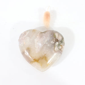 Flower agate polished crystal heart | ASH&STONE Crystals Shop Auckland NZ