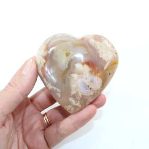 Flower agate polished crystal heart | ASH&STONE Crystal Shop Auckland NZ