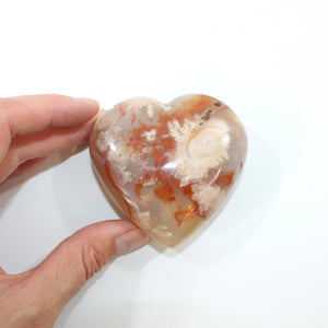 Flower agate polished crystal heart | ASH&STONE Crystal Shop Auckland NZ