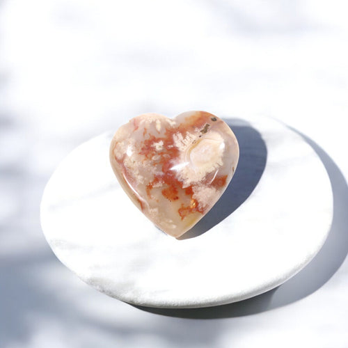 Flower agate polished crystal heart | ASH&STONE Crystal Shop Auckland NZ