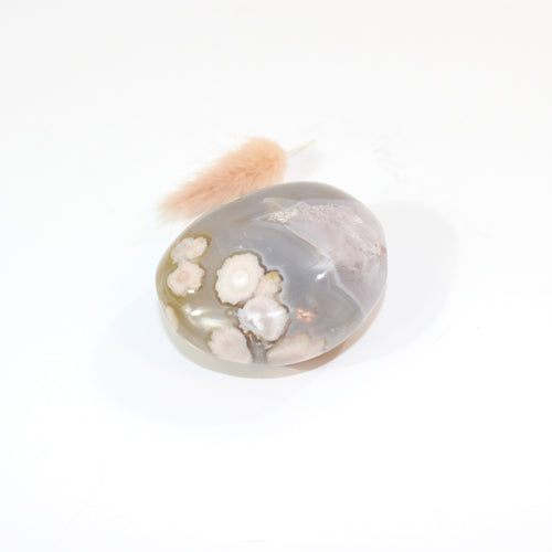 Flower agate polished crystal palm stone | ASH&STONE Crystals Shop Auckland NZ